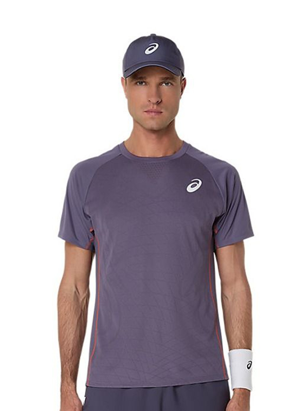 

ASICS Men Self Design Round Neck Slim Fit T-shirt, Purple