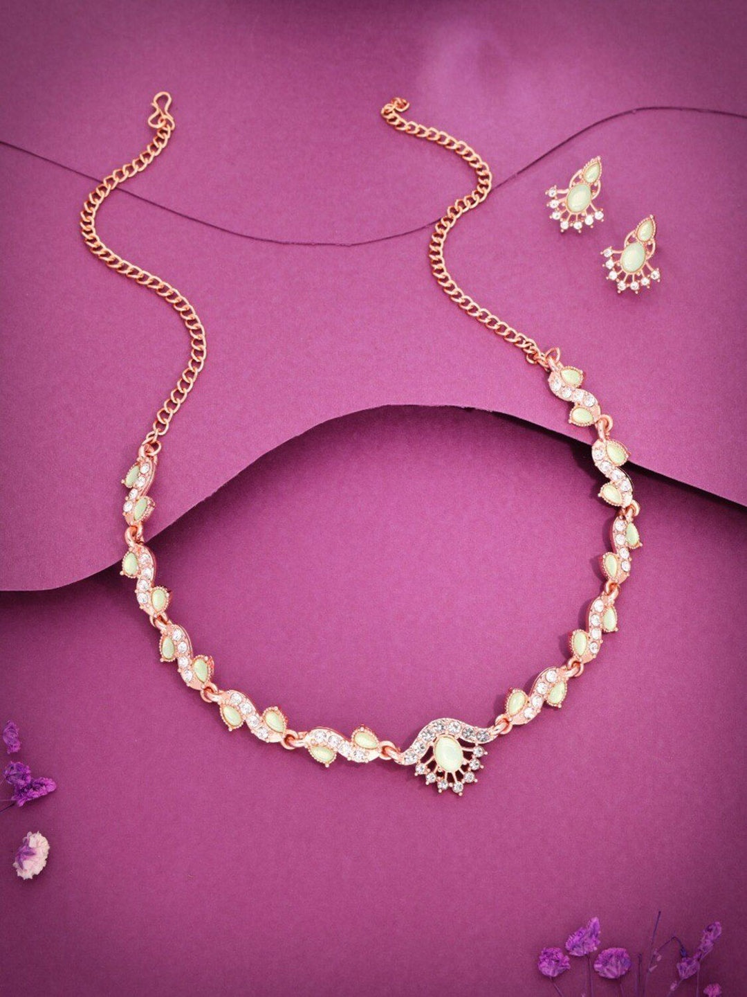 

Anouk Gold-Plated Artificial Stone Studded Necklace With Earrings