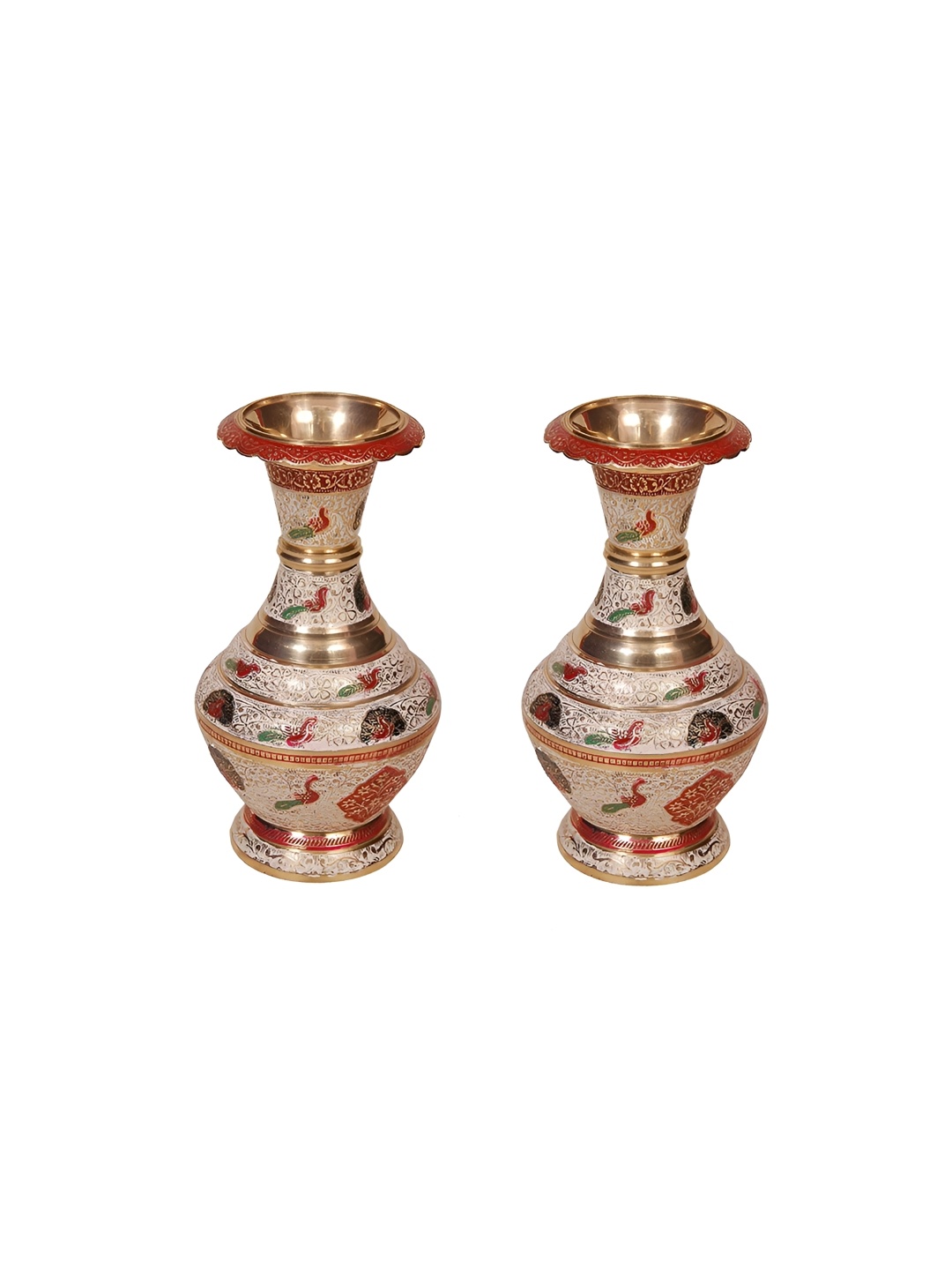 

Glori-fyi Set Of 2 Ethnic Motifs Printed Vases, Gold