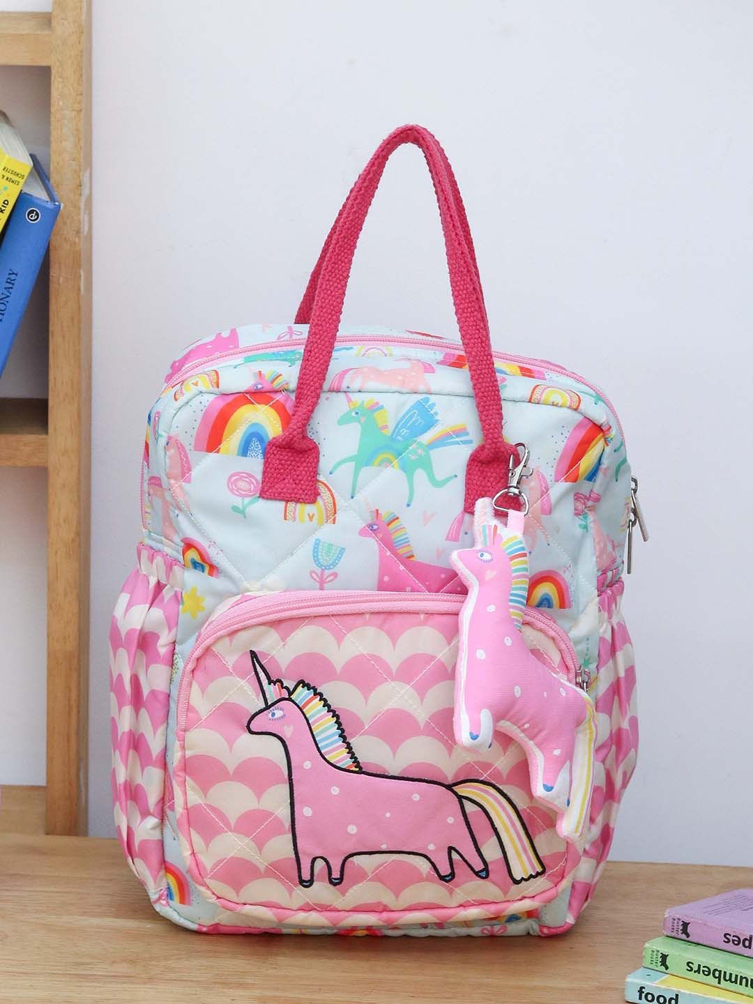 

ROSADA Kids Blue Unicorn Printed Unisex Kids Durable Box Backpack, Pink