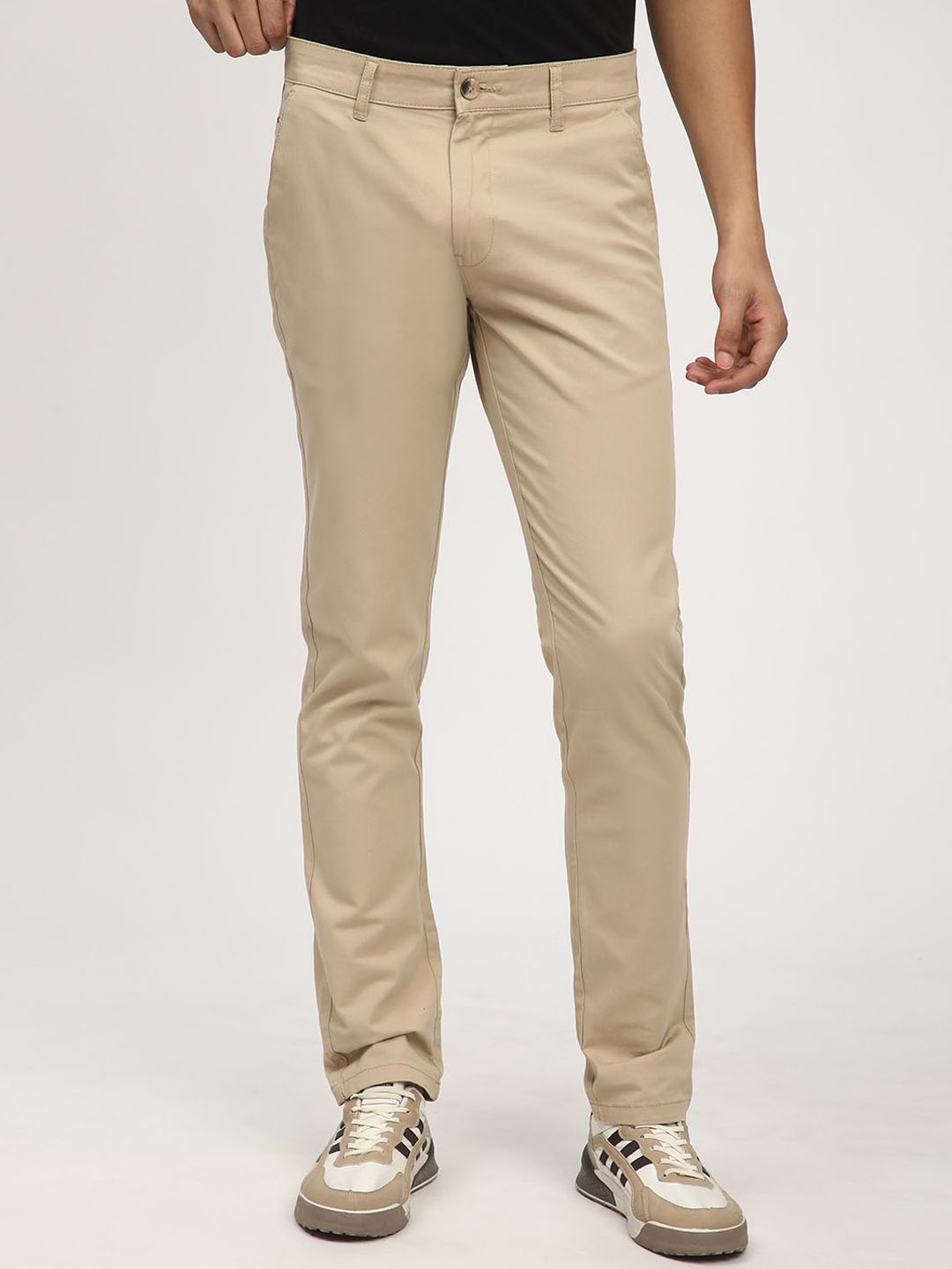 

R&B Skinny Fit Cotton Trousers, Khaki