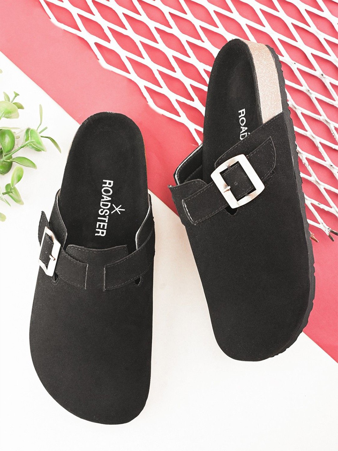 

The Roadster Lifestyle Co Men Suede Buckle Detailing Comfort Sandals, Black