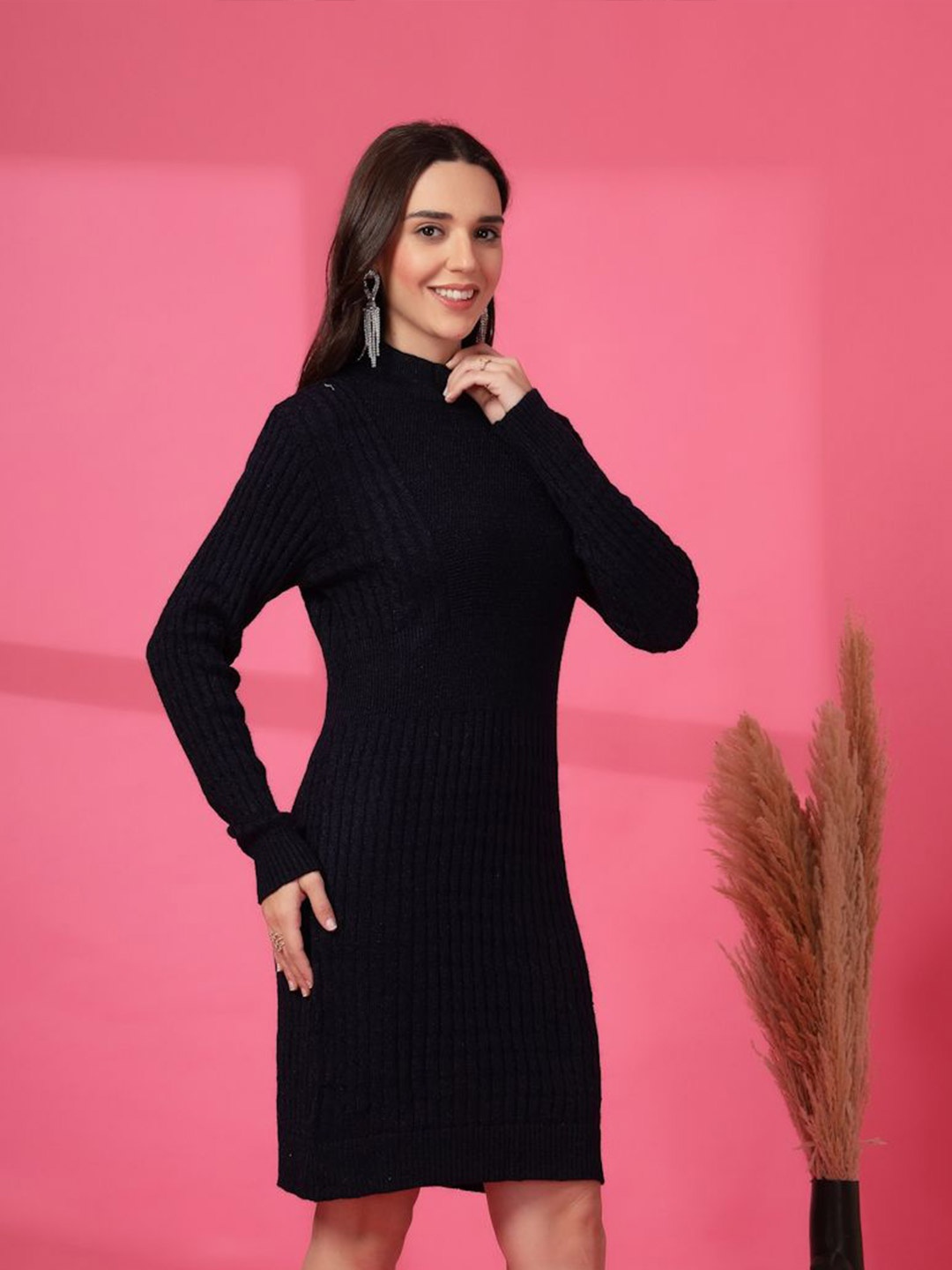 

all about you Woollen Bodycon Dress, Navy blue
