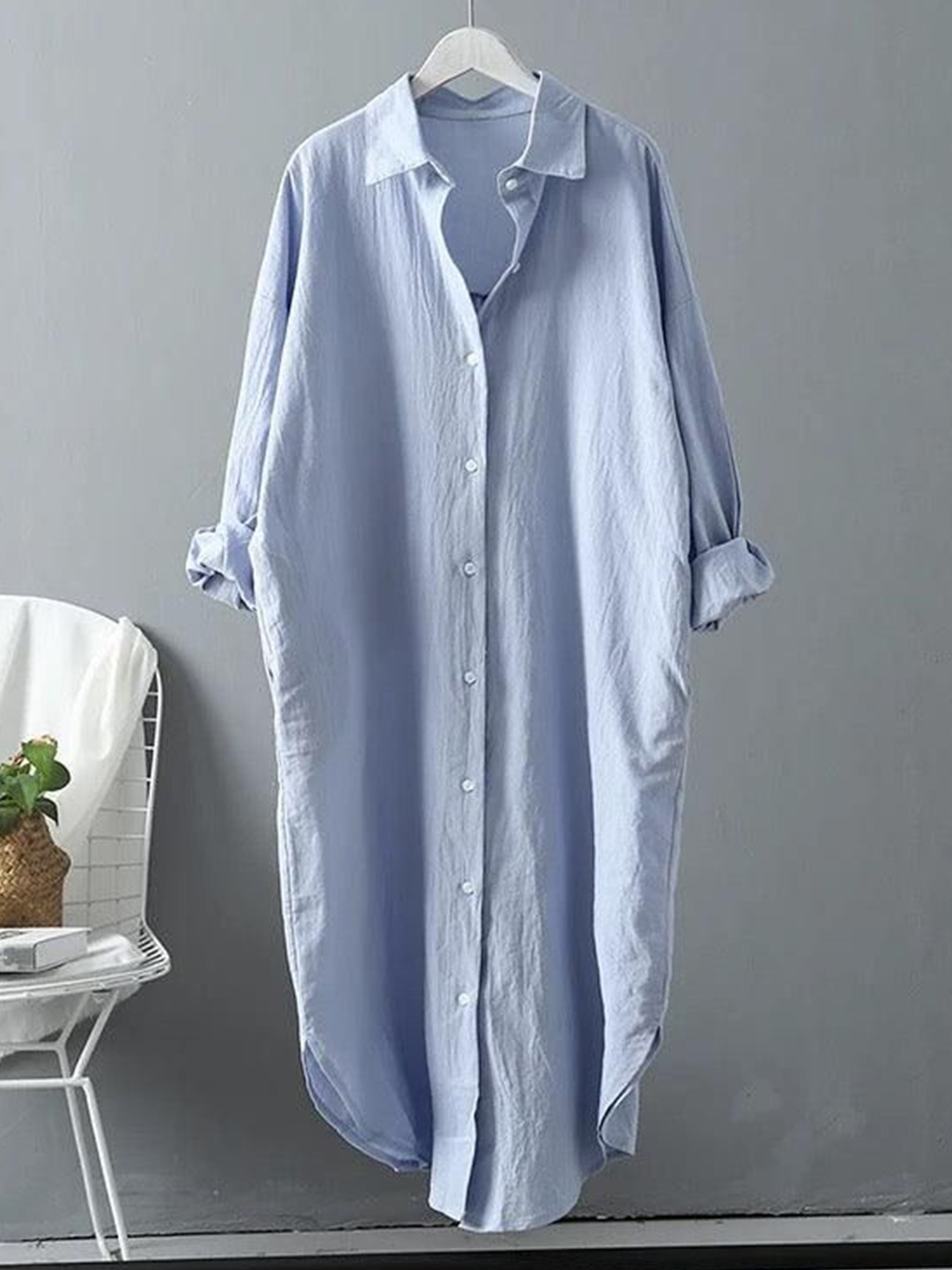 

Alamode By Akanksha Blue Lumia Luxe Cotton Long Shirt/ Dress