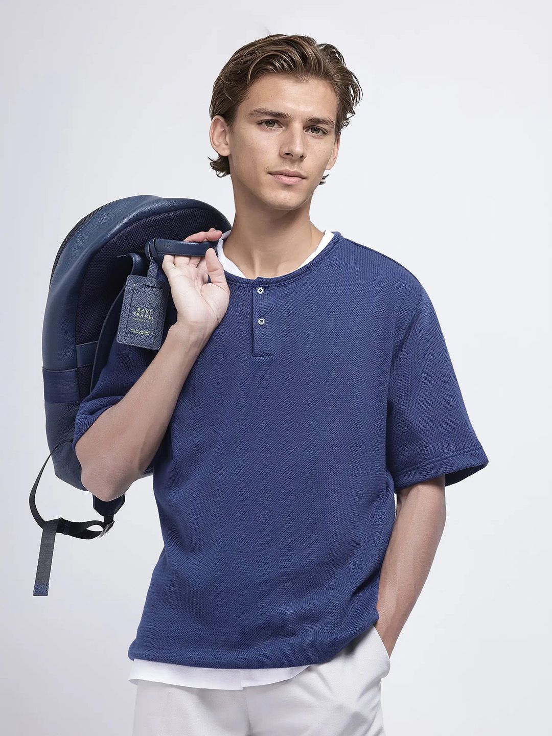 

RARE RABBIT Men Applique Boxy T-shirt, Navy blue