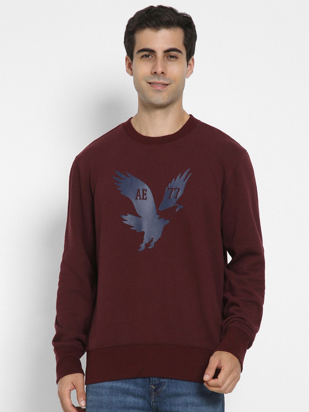 

AMERICAN EAGLE OUTFITTERS Men Printed Sweatshirt, Maroon