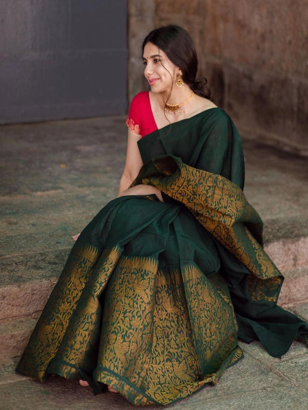 

JULEE Pure Silk Banarasi Saree, Green