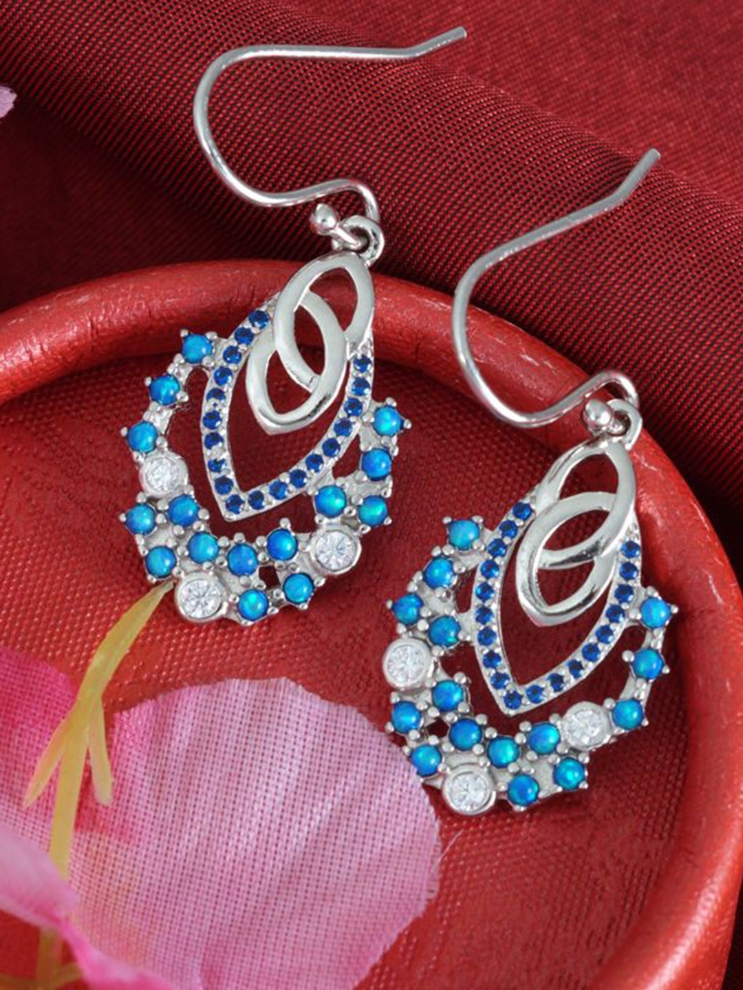 

Tuanz Silver Jewelry 925 Sterling Silver Rhodium-Plated Contemporary Shaped Drop Earrings