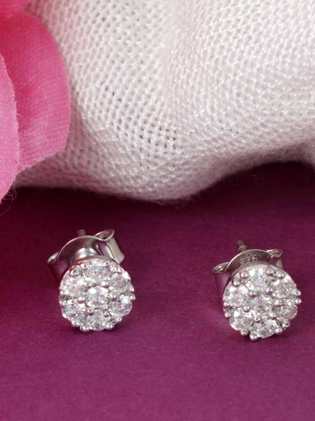 

Tuanz Silver Jewelry 925 Sterling Silver Rhodium-Plated Contemporary Shaped Studs