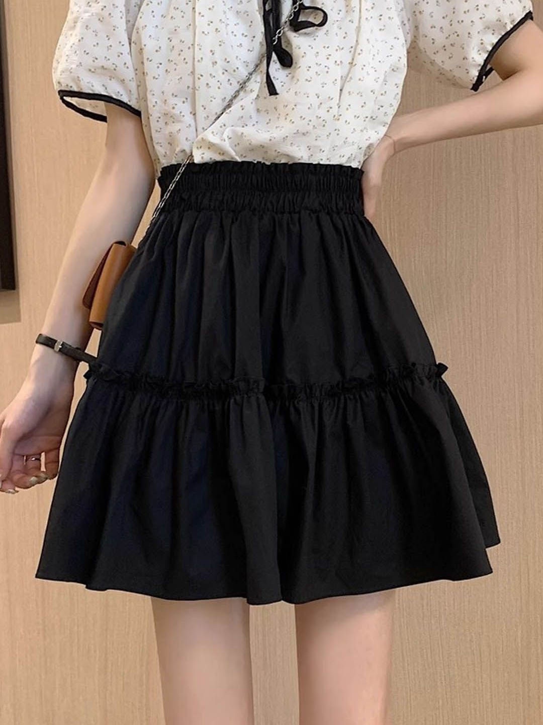 

StyleCast Pleated Flared Above Skirt, Black