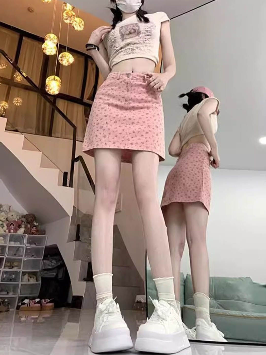 

StyleCast Printed A-Line Mini Skirt, Pink