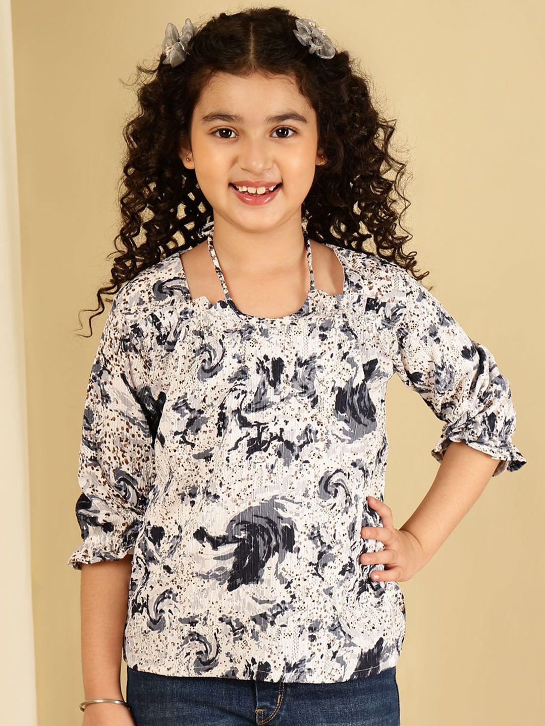 

Miss & Chief Floral Print Top, Navy blue