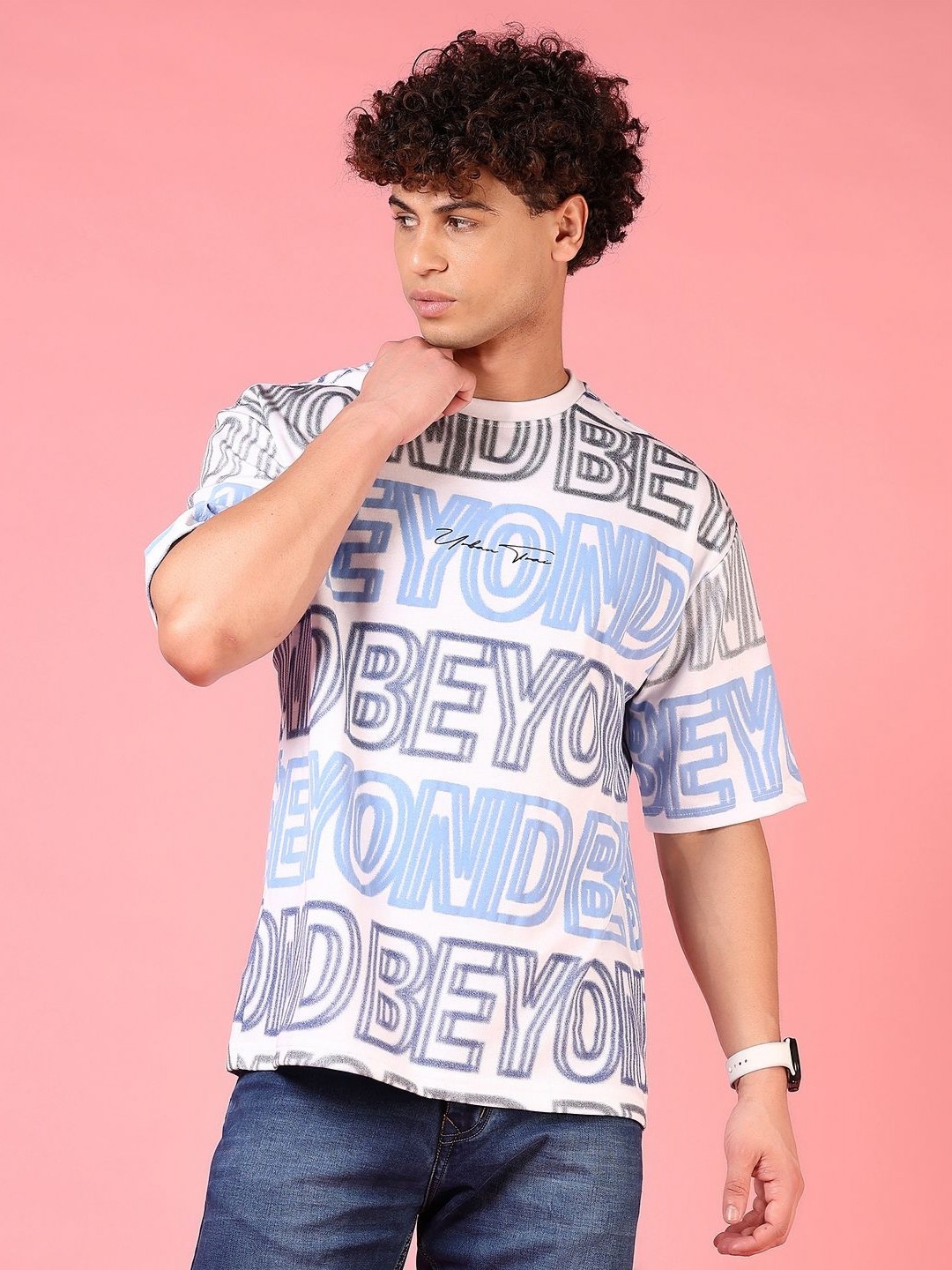 

V-Mart Men Typography Printed Round Neck Cotton T-shirt, White
