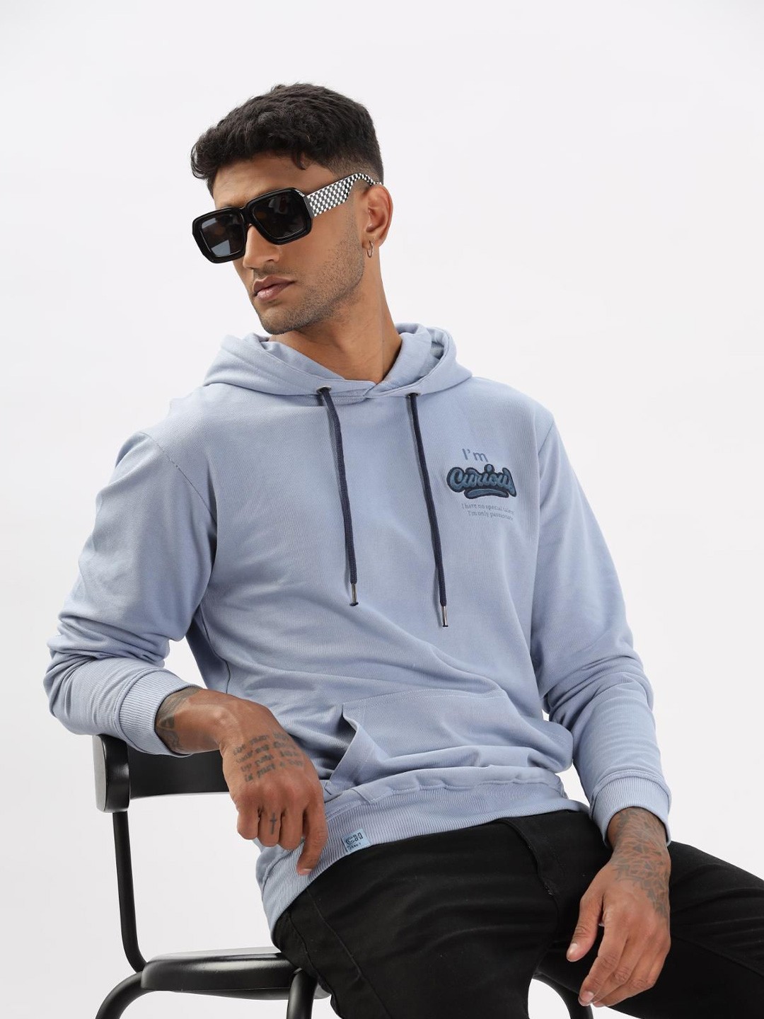 

COLOR HUNT Men Hooded Sweatshirt, Blue