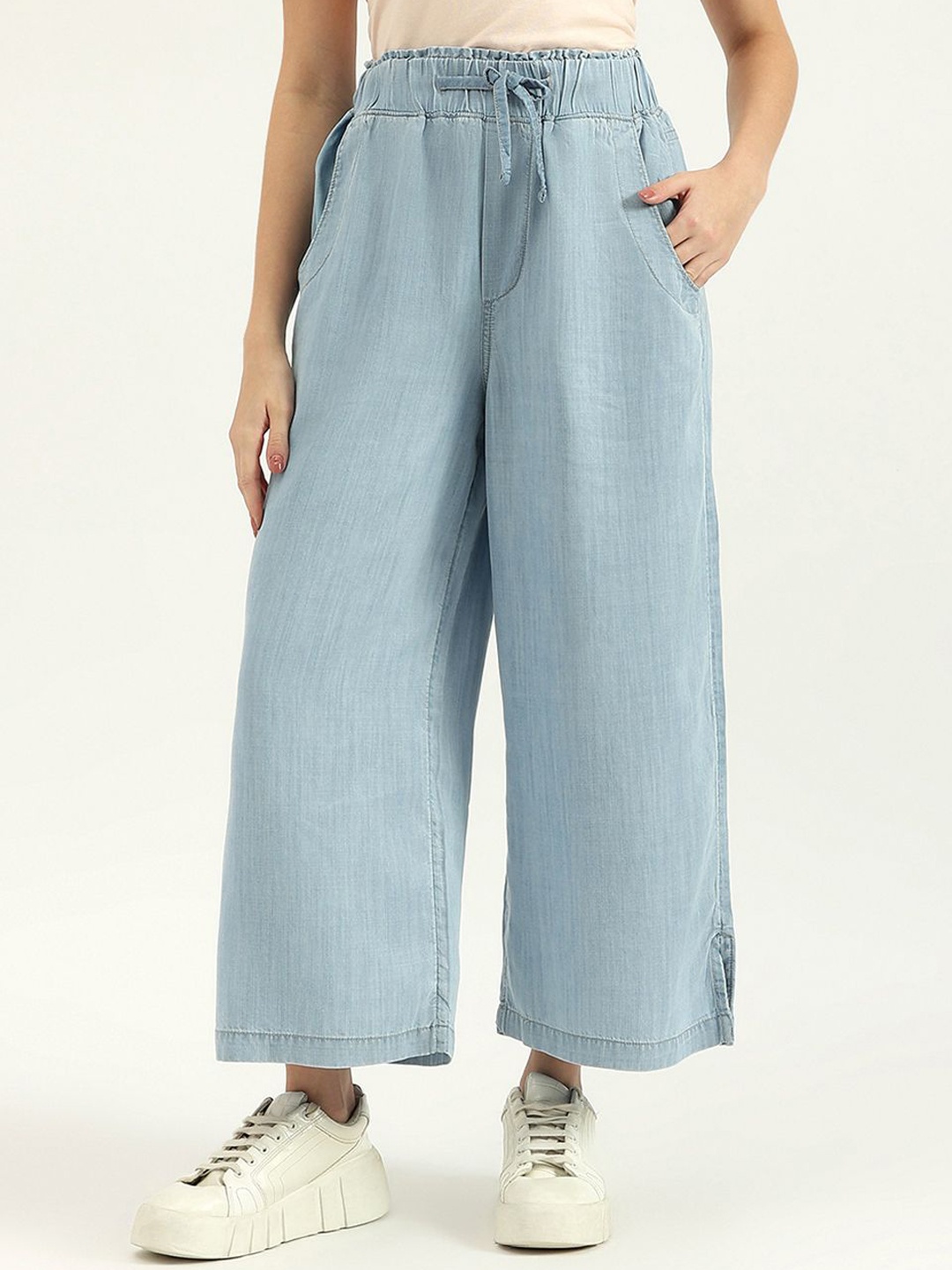 

United Colors of Benetton Women High-Rise Trousers, Blue