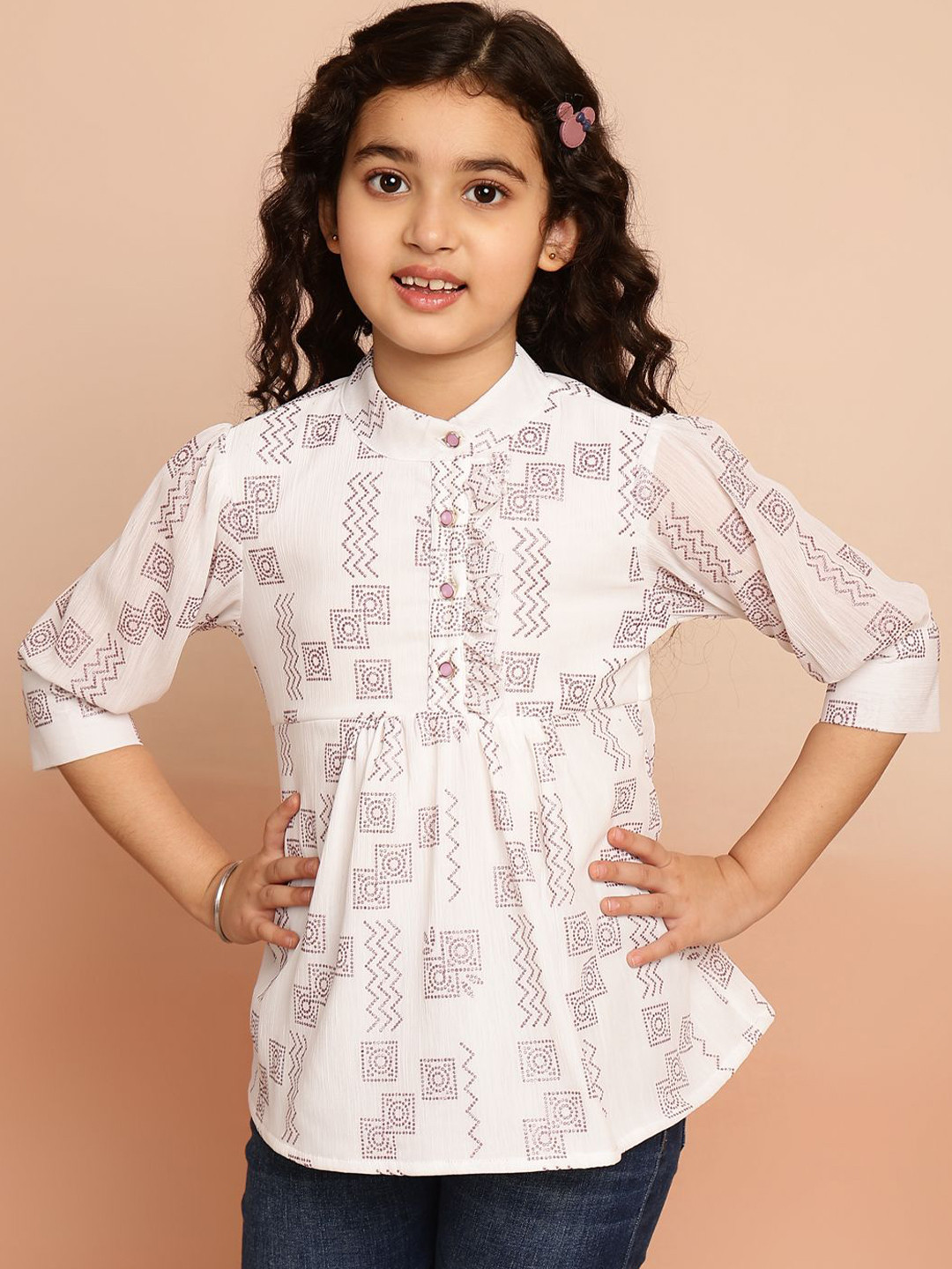 

Miss & Chief Embellished Shirt Style Top, White