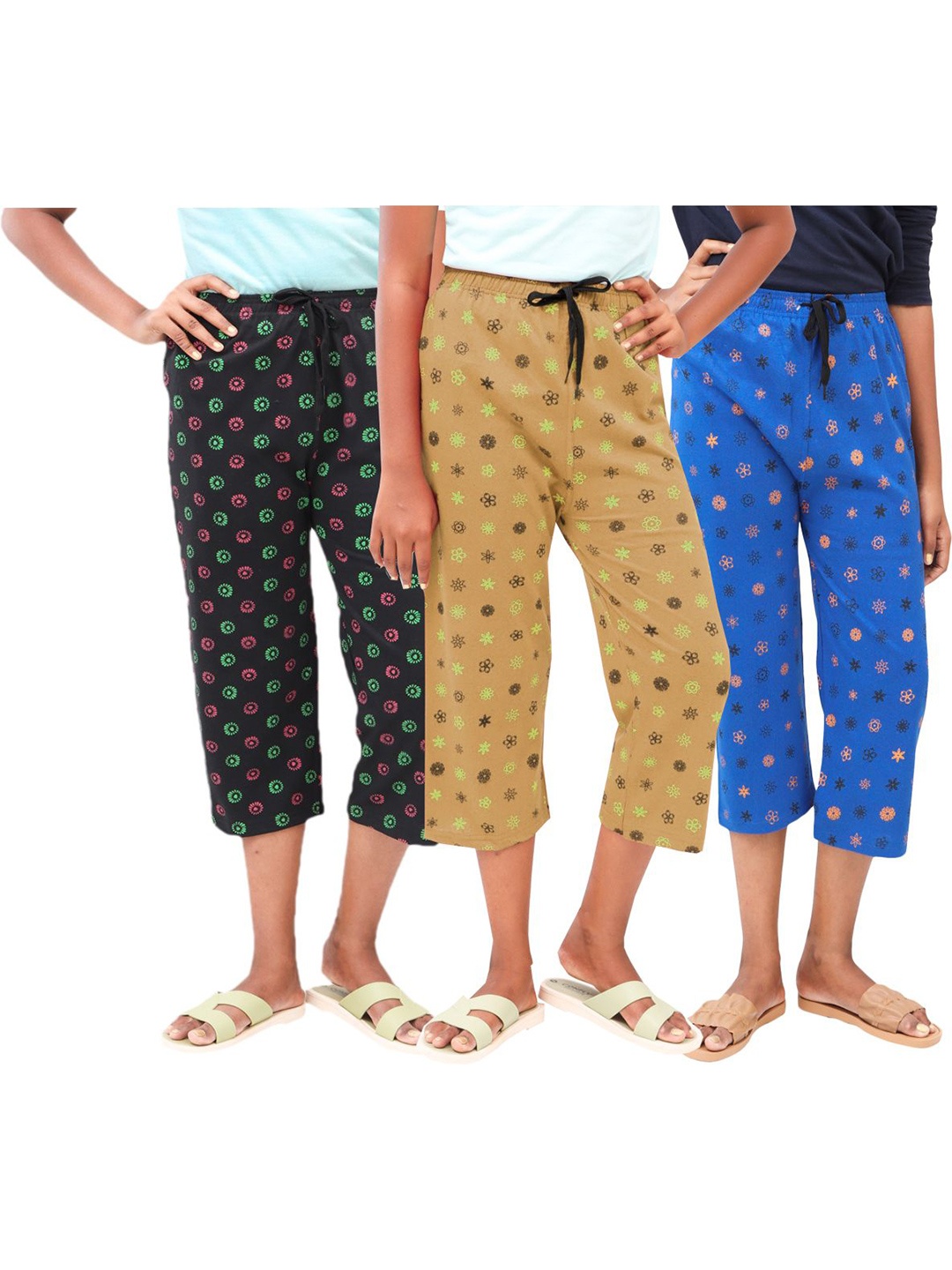 

AFRA GARMENTS Women Printed Capris, Nude