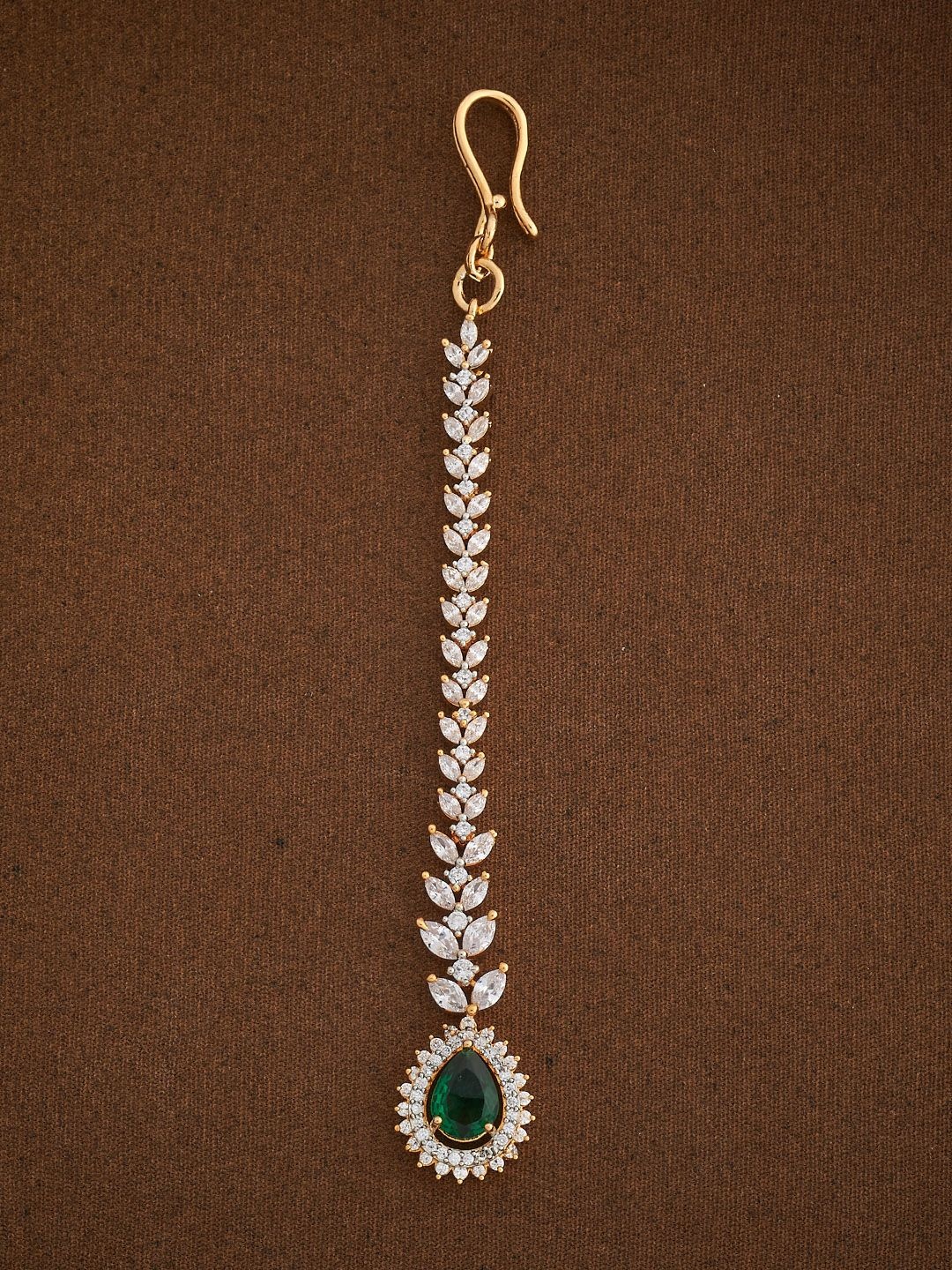 

Kushal's Fashion Jewellery Gold-Plated Zircon Studded Maang Tikka Head Jewellery