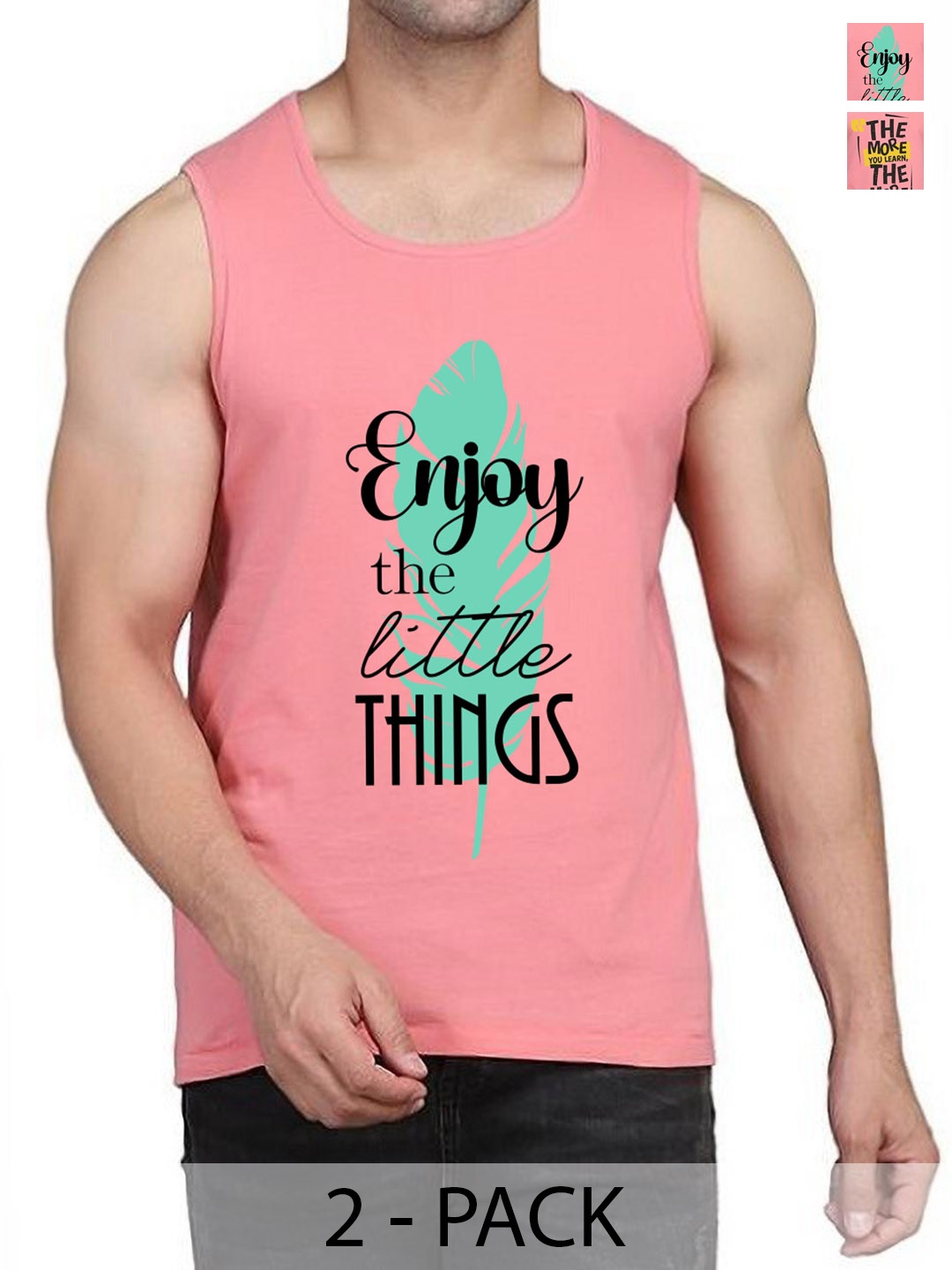 

WOOSTRO Pack Of 2 Printed Gym Vests RS26 (ENJOY PEACH)(MORE PEACH)