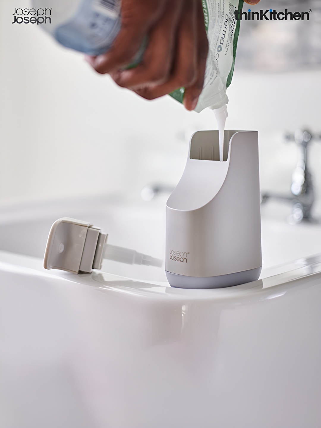 

Joseph Joseph Beige & White Solid Polypropylene Soap Dispenser