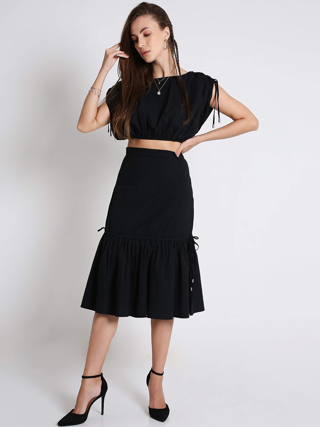 

French Theory Midi Fit & Flared Skirt, Black