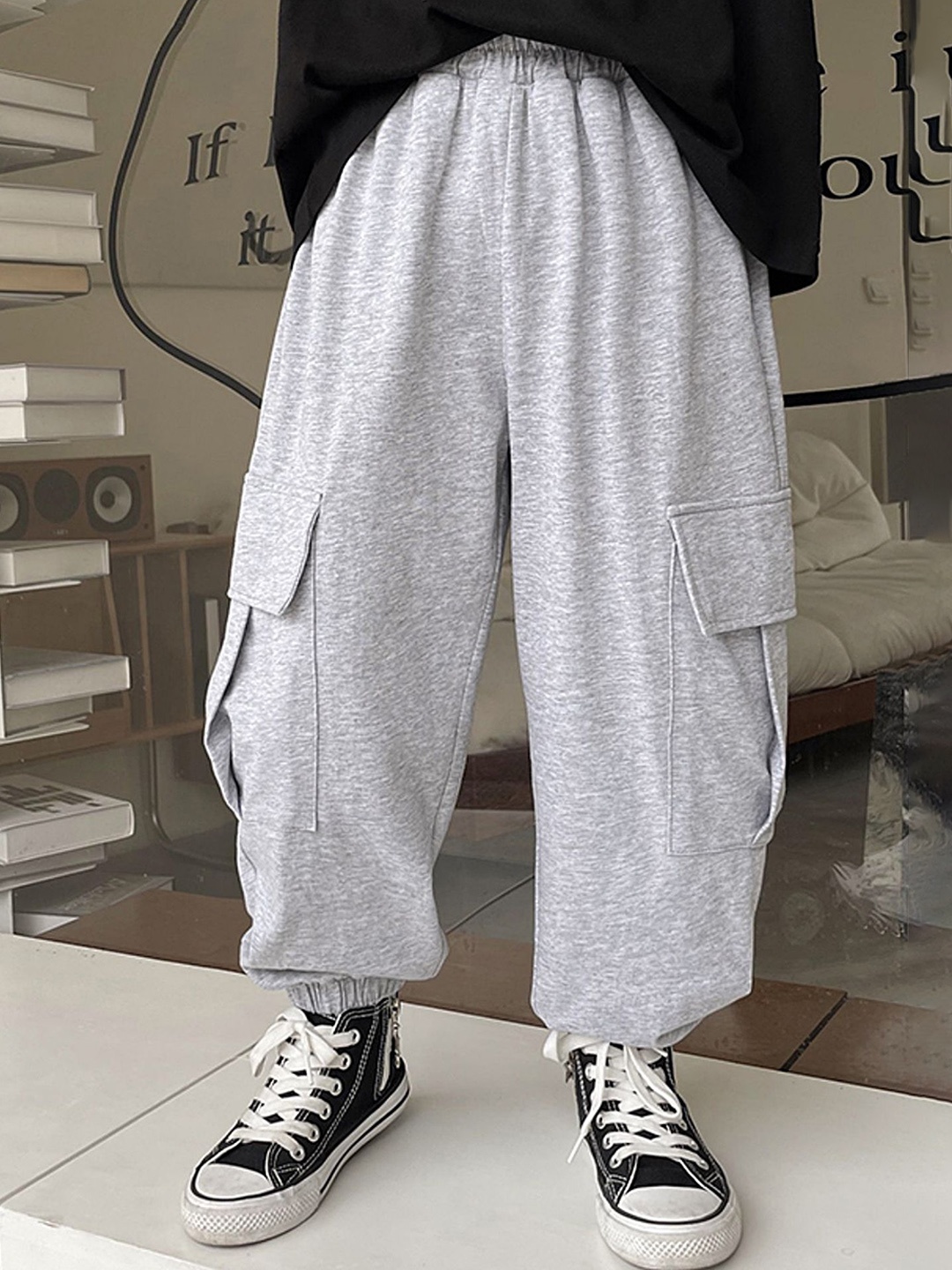 

LULU & SKY Boys Tapered Fit Trousers, Grey