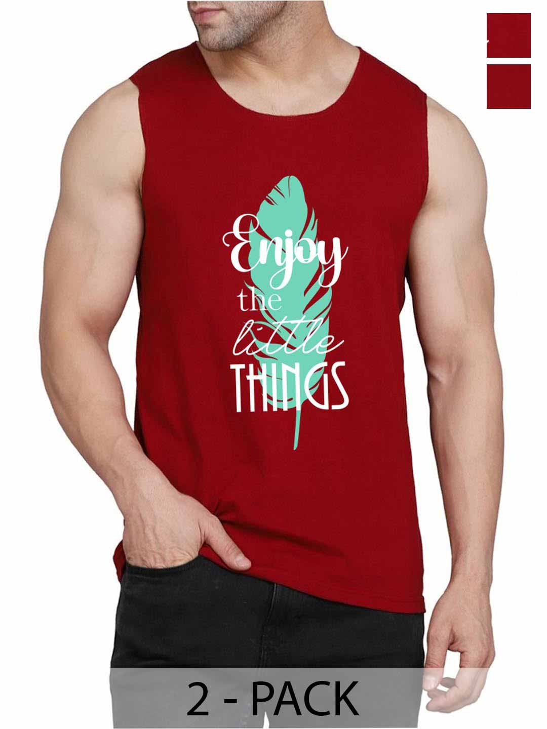 

WOOSTRO Pack Of 2 Printed Gym Vests RS26 (ENJOY MAROON)(98 MAROON)