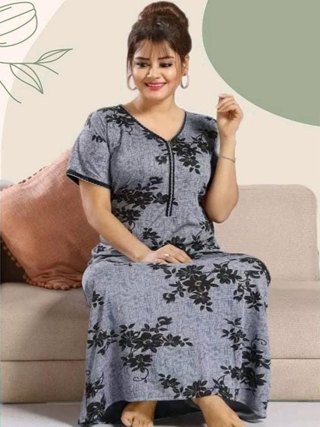 

PR PINK ROYAL Printed Maxi Nightdress, Black