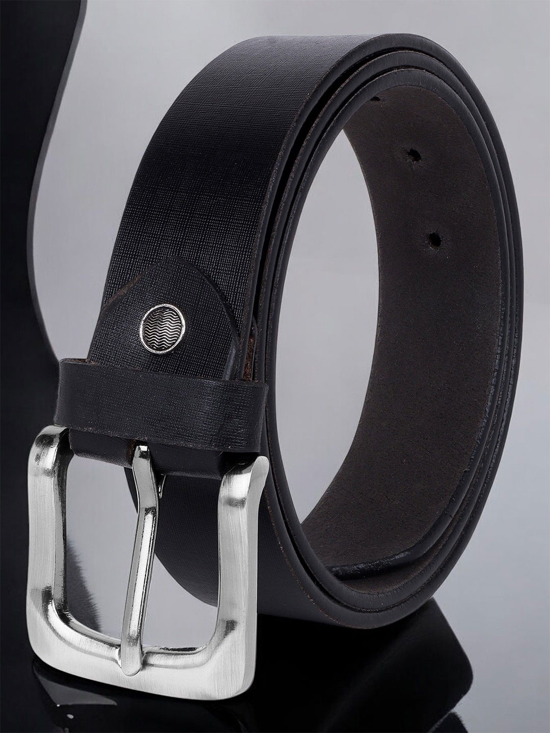 

Metronaut Men Textured Leather Formal Belt, Black