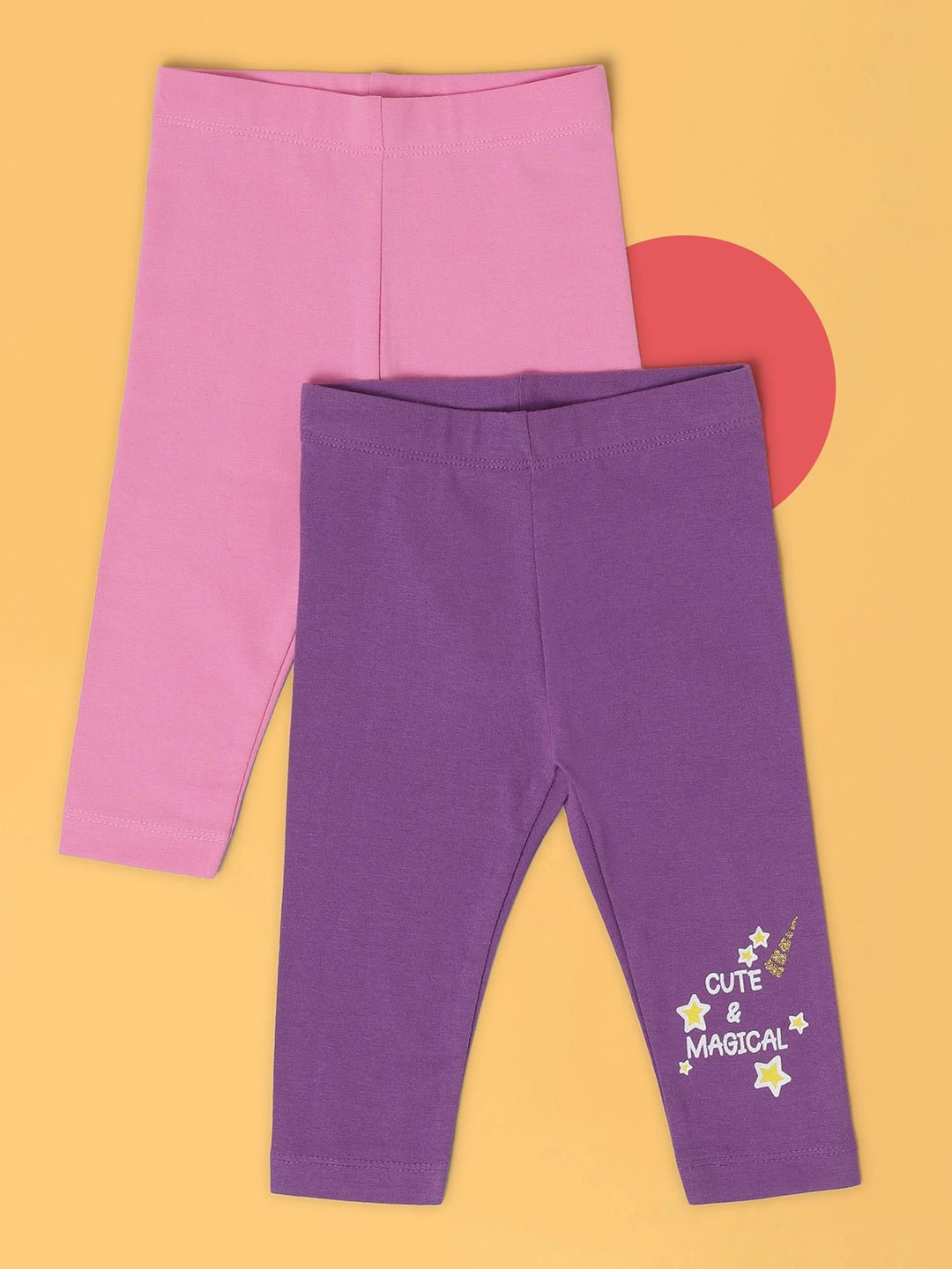 

Babies R Us Infant Girls Pack Of 2 Printed Ankle Length Leggings, Violet