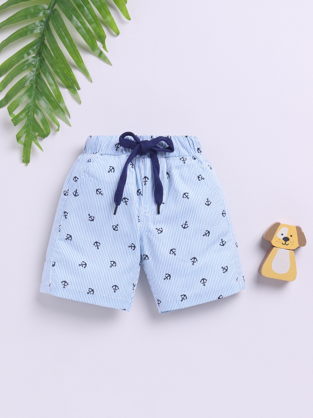

Here&Now X Denikid Boys Conversational Striped Pure Cotton Shorts, Blue