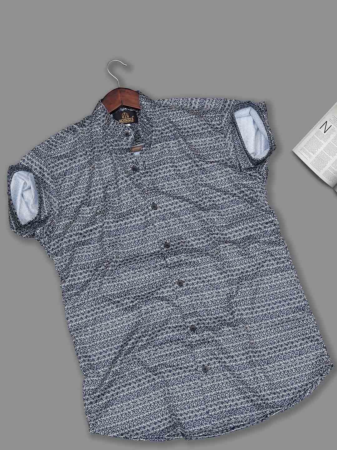 

iCome Men Classic Opaque Printed Casual Shirt, Black