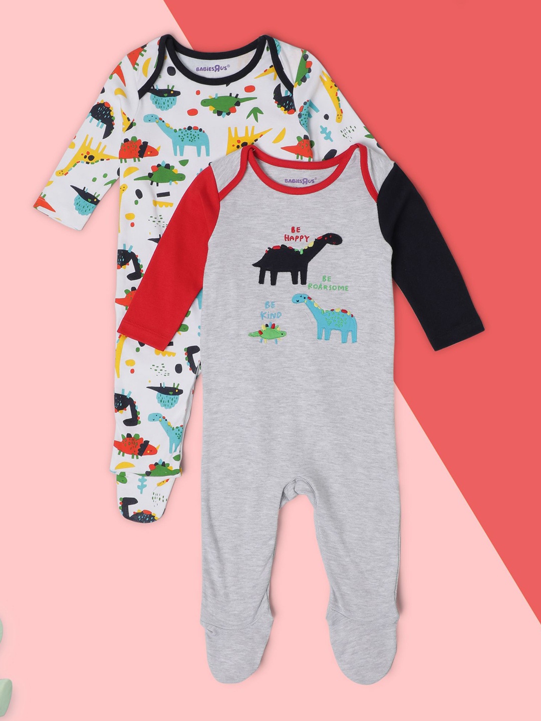 

Babies R Us Boys Pack of 2 Printed Sleepsuit, White