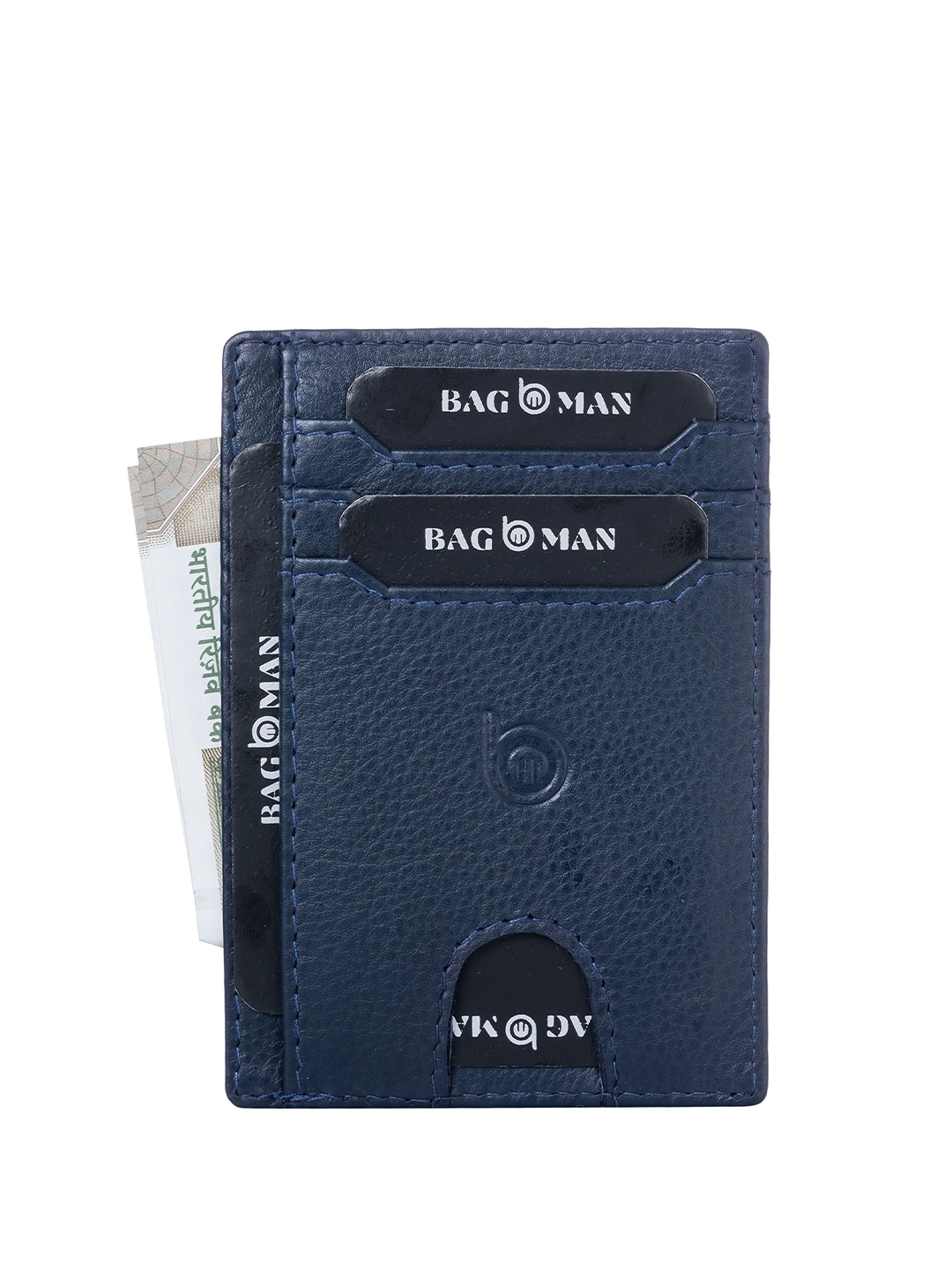 

BAGMAN Men Leather Card Holder, Blue