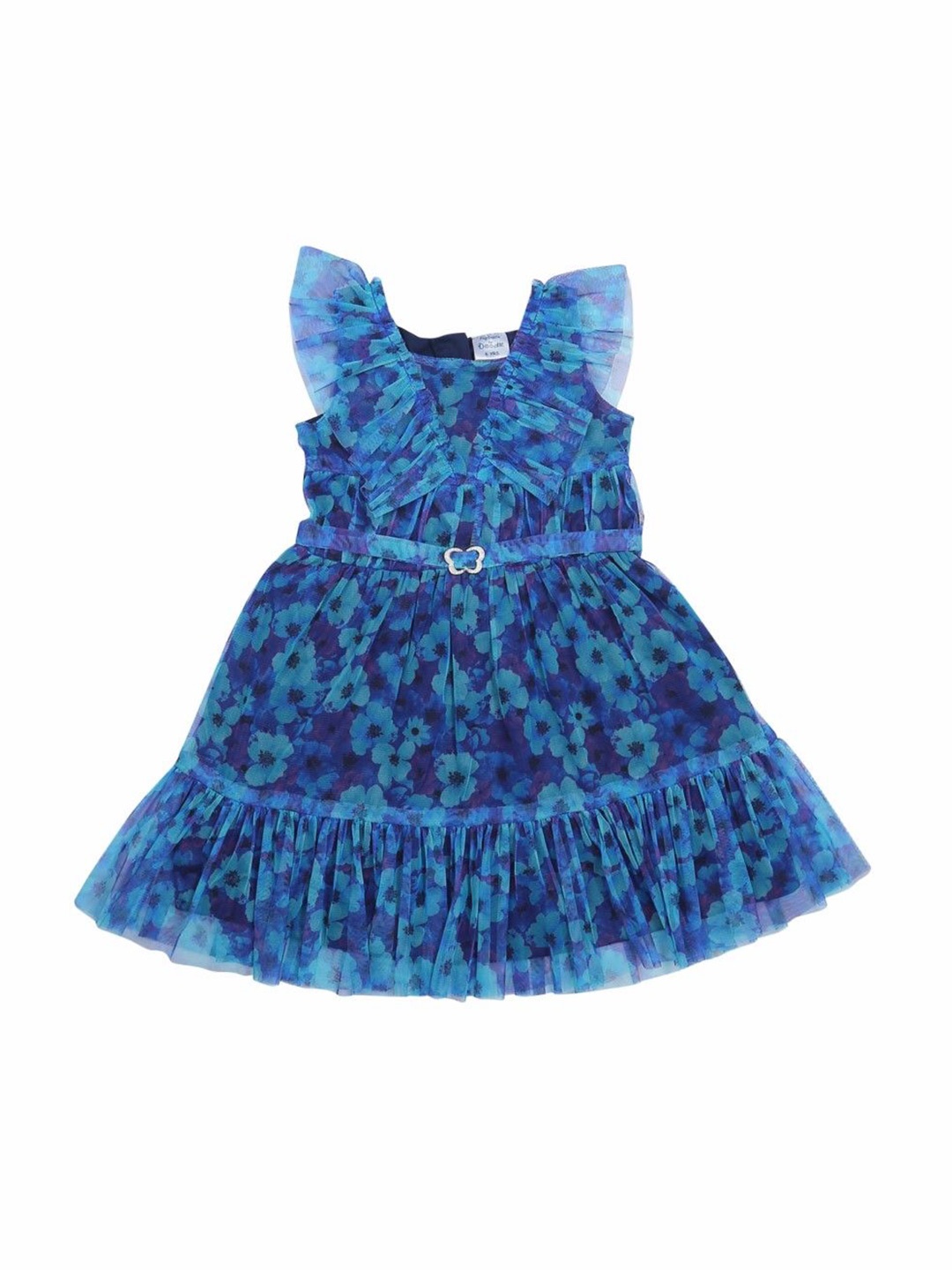 

Doodle Floral Print Net Fit & Flare Dress, Blue