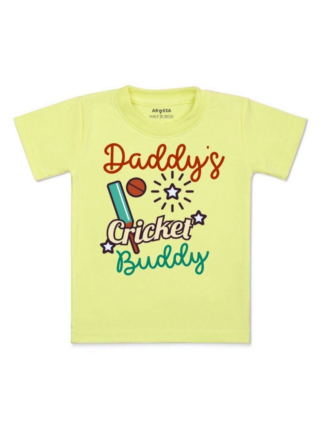 

Arvesa Kids Daddy Cricket Buddy Printed Tshirt, Yellow