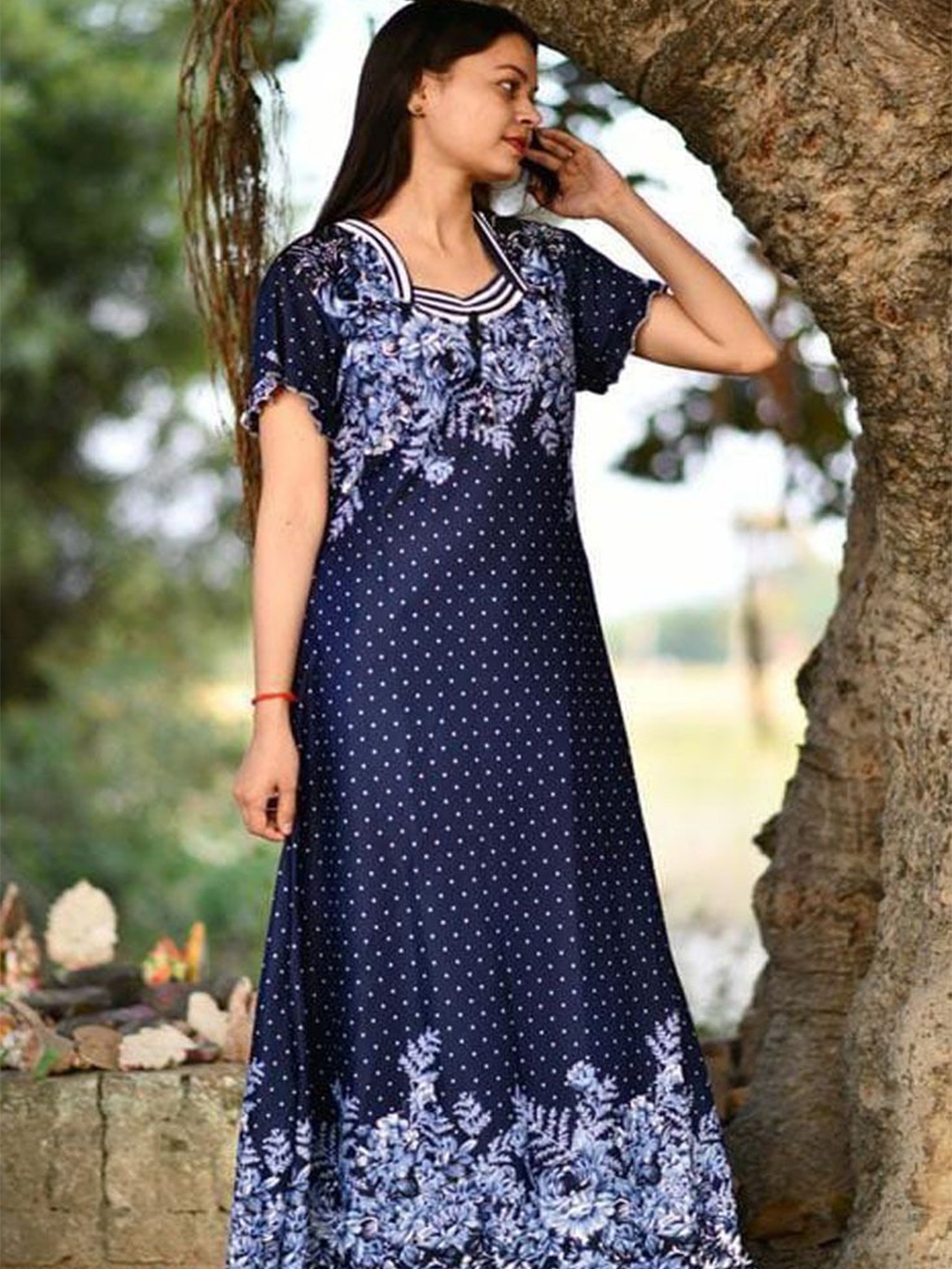 

PR PINK ROYAL Printed Maxi Nightdress, Black