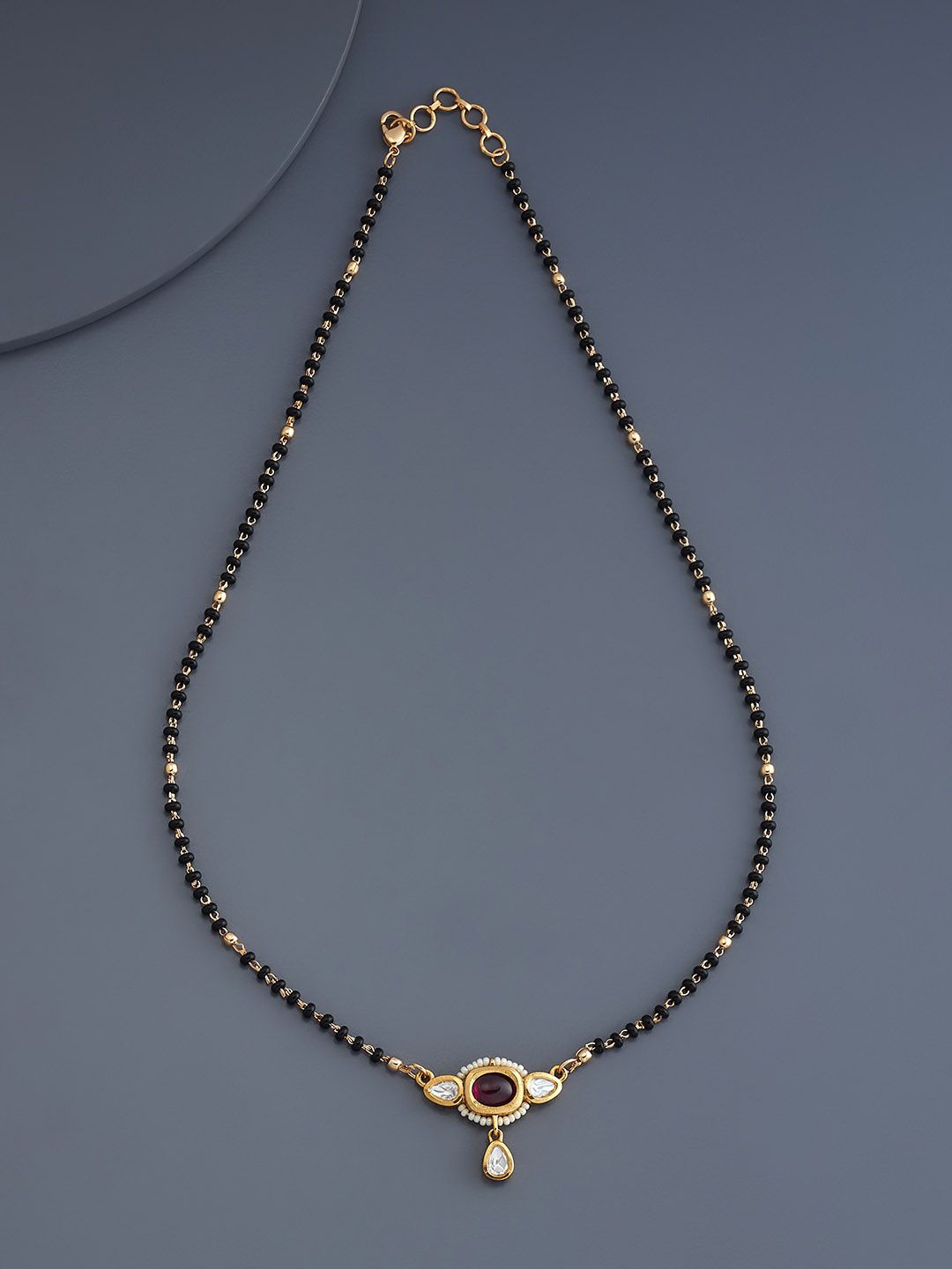 

Kushal's Fashion Jewellery Ruby Gold Kundan Ethnic Mangalsutra