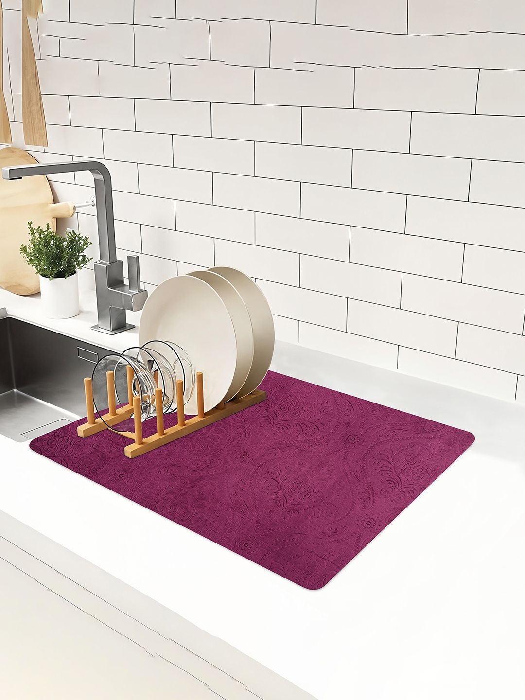 

Kuber Industries Purple Non Slip Dish Drying Mats