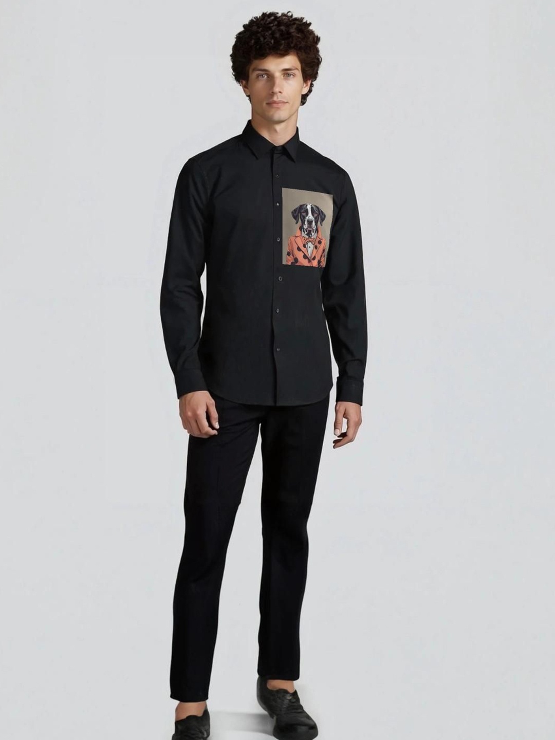 

HE SPOKE Men Smart Tailored Fit Animal Opaque Casual Shirt, Black
