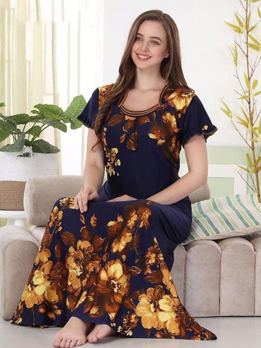 

PR PINK ROYAL Printed Maxi Nightdress, Black