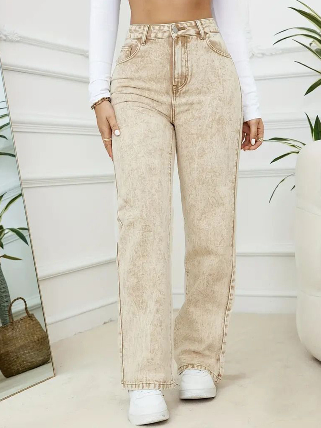 

CORSICA Women Wide Leg Jeans, Beige