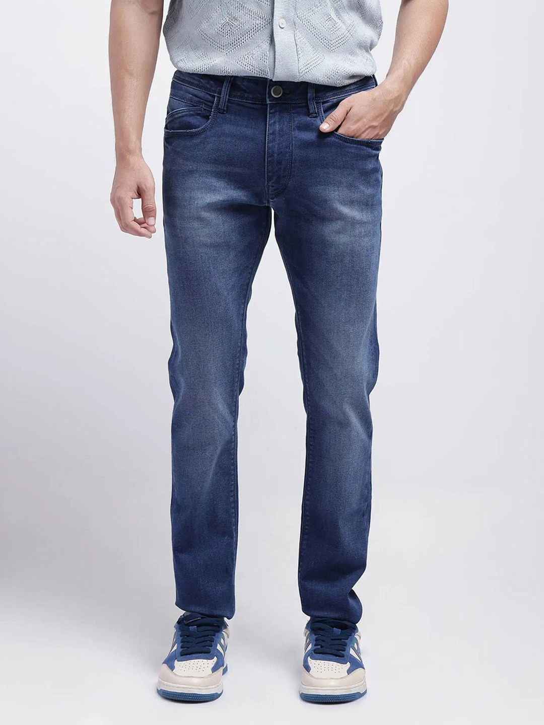 

RARE RABBIT Emilem Men Cotton Comfort Slim Fit Jeans, Blue