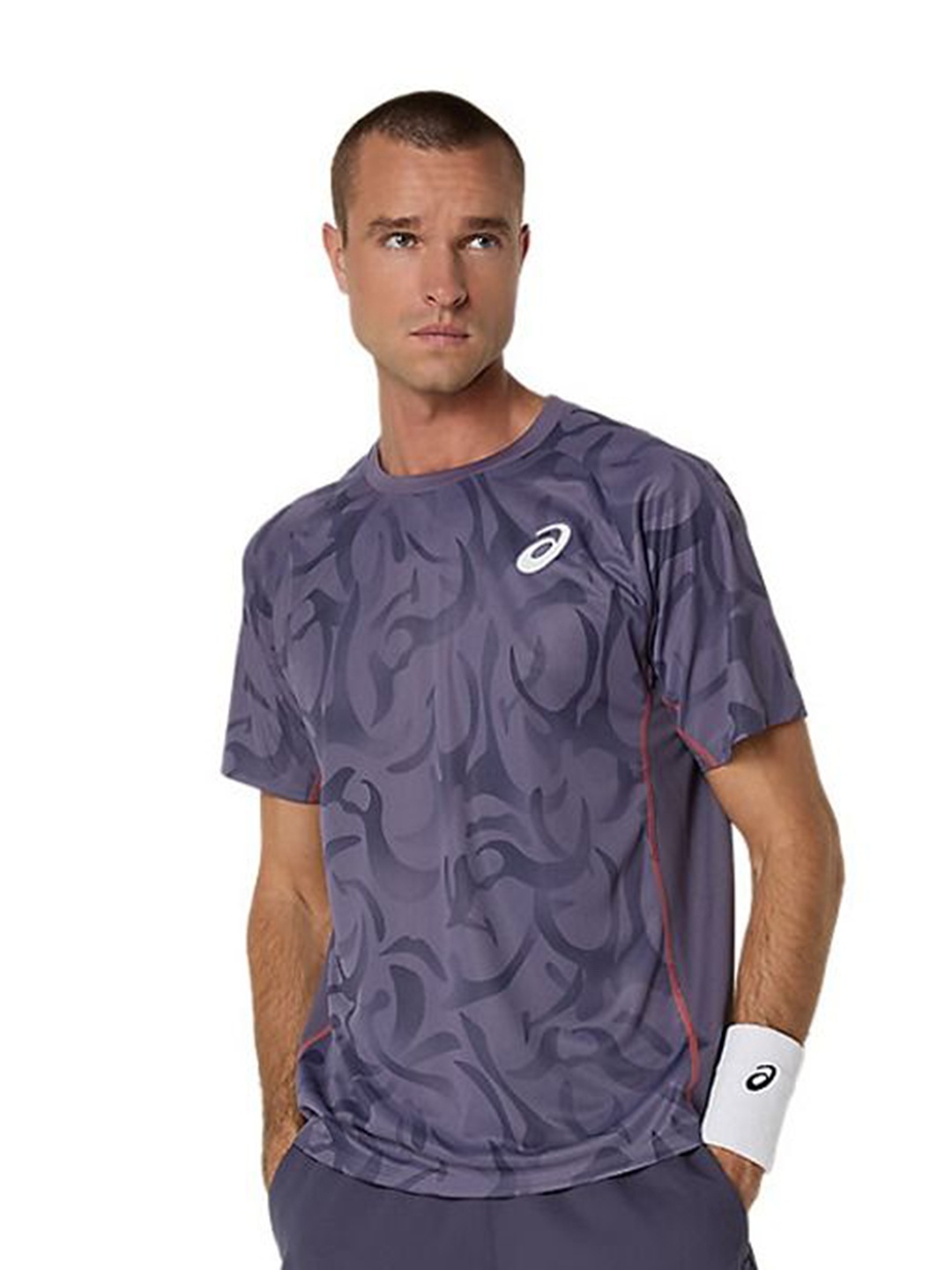 

ASICS Men Abstract Printed Round Neck T-shirt, Purple