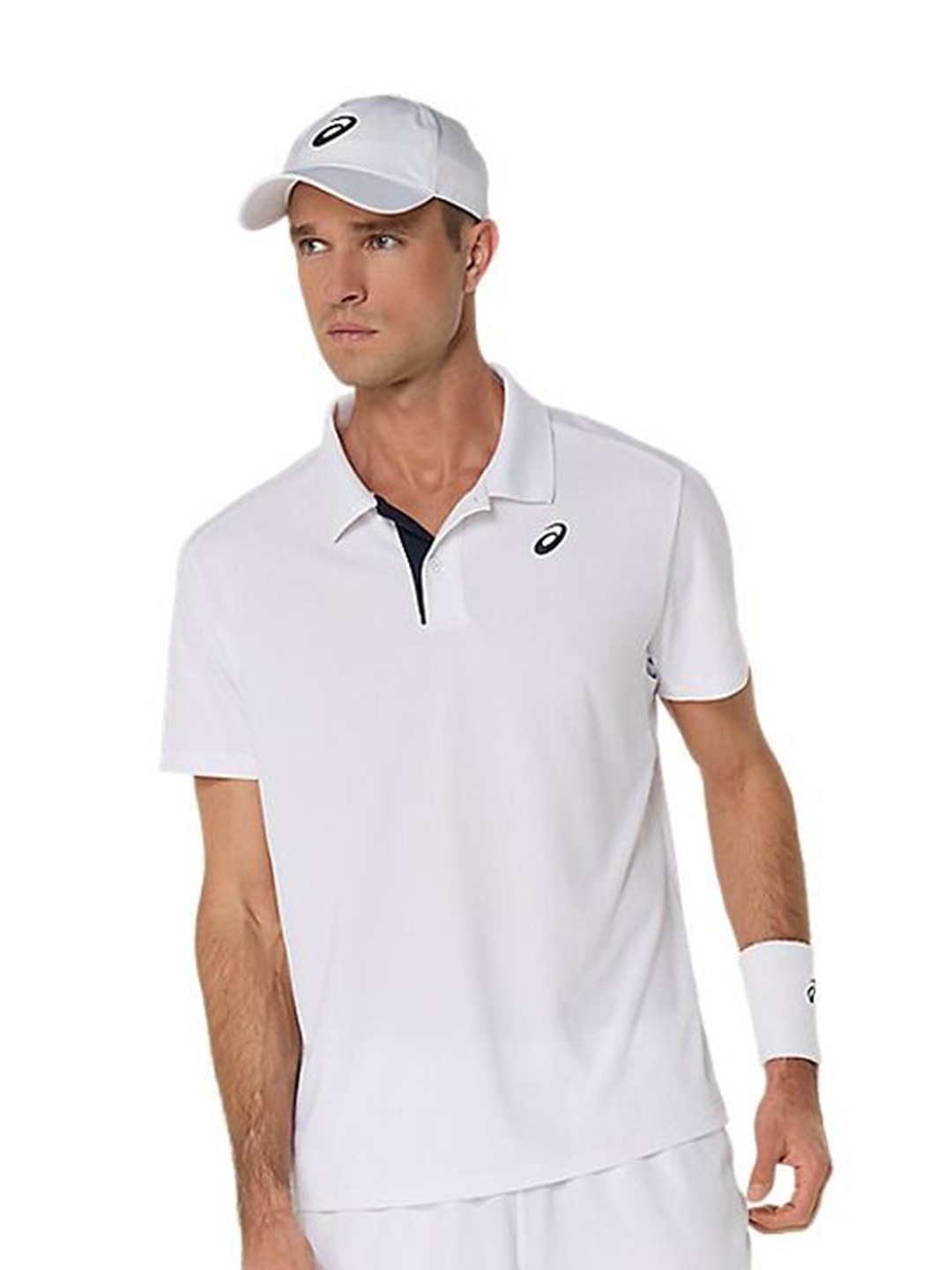 

ASICS Men Solid Polo Collar T-shirt, White