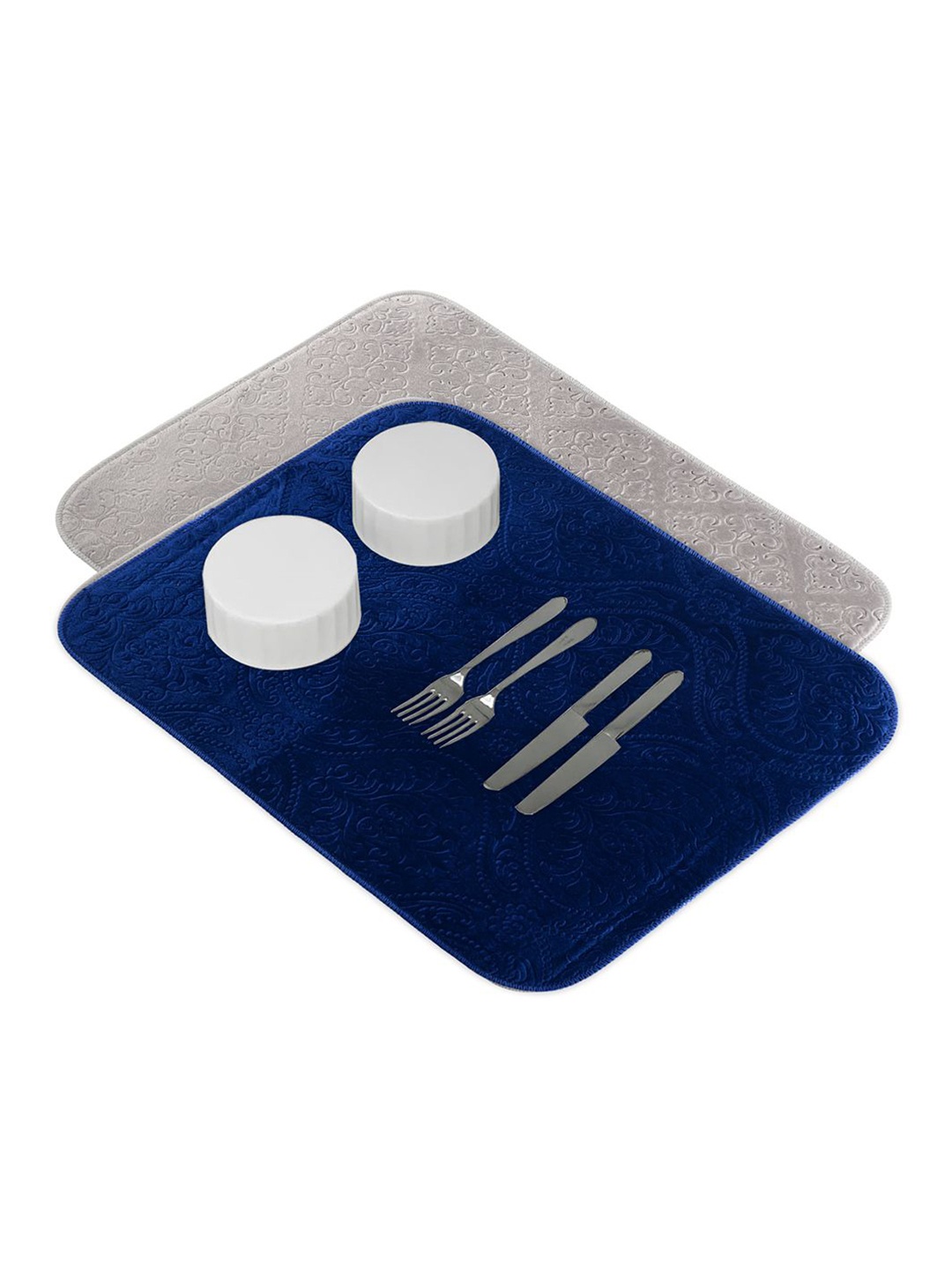 

Kuber Industries 2-Pc Grey & Blue Non Slip Dish Drying Mats