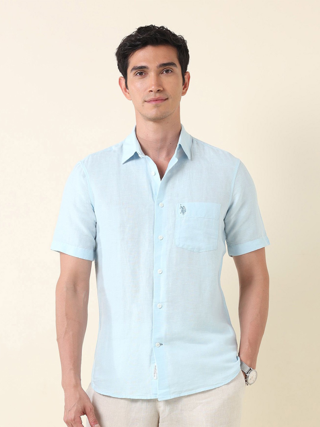 

U.S. Polo Assn. Men Classic Tailored Fit Opaque Casual Shirt, Blue
