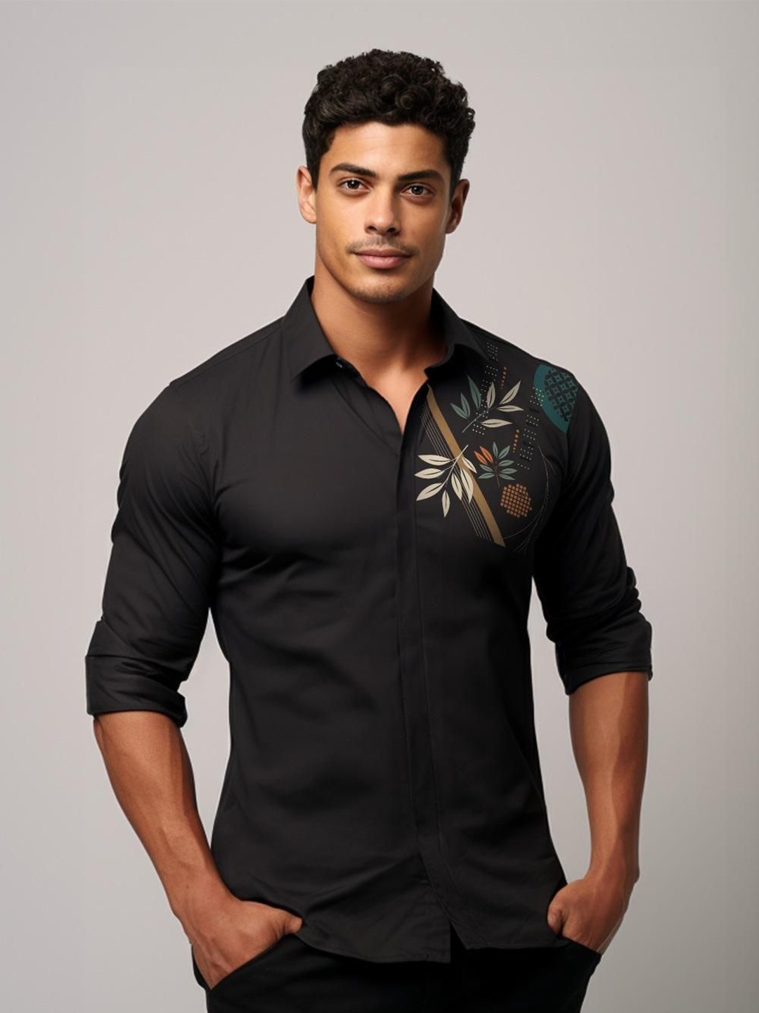 

HE SPOKE Men Smart Tailored Fit Opaque Casual Shirt, Black