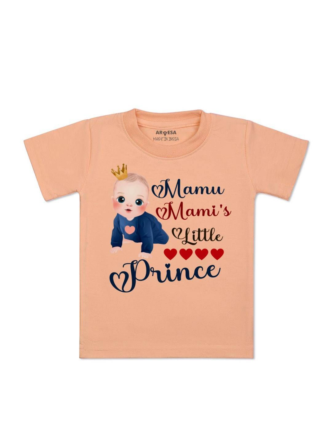 

Arvesa Kids Mamu Mami'S Little Prince Printed Tshirt, Peach