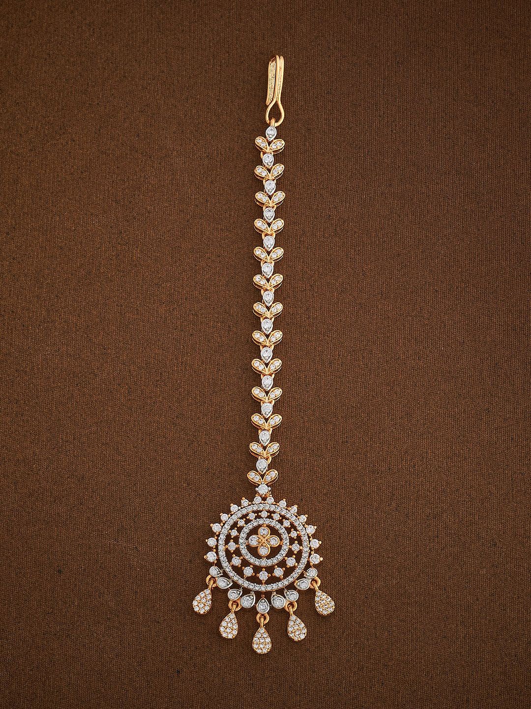 

Kushal's Fashion Jewellery Gold-Plated Zircon Studded Maang Tikka Head Jewellery